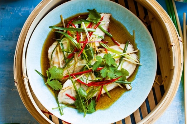 Steamed sea bream with spring onion and ginger
