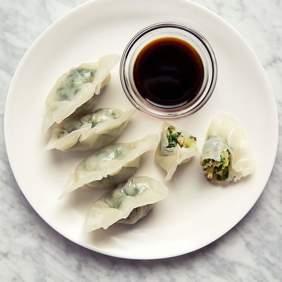 Steamed shrimp dumplings with Chinese chives