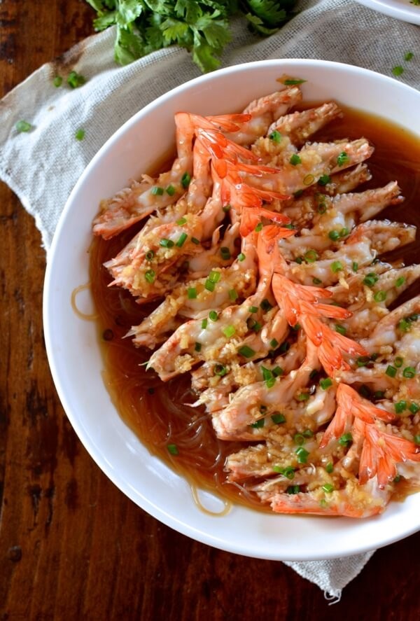 Steamed shrimp with glass noodles – two ways