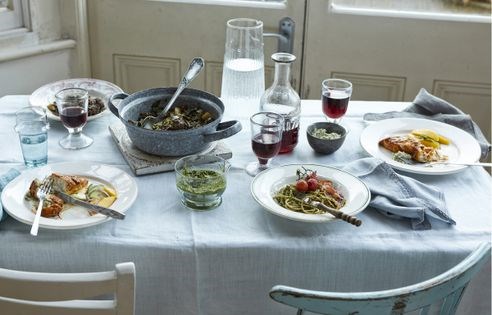 Steamed soy and lemon fish with vegetable broth