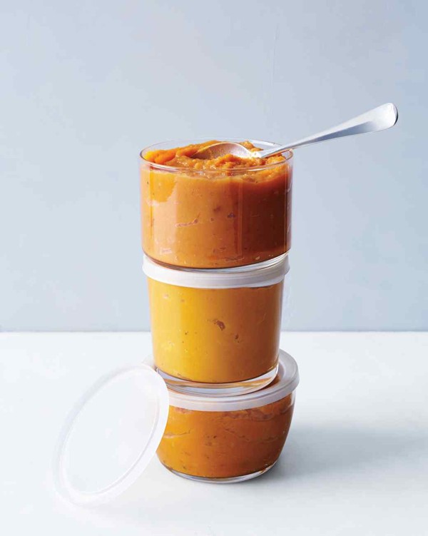 Steamed squash purée