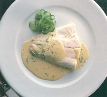 Steamed turbot fillet with mustard and dill sauce [Alastair Little]