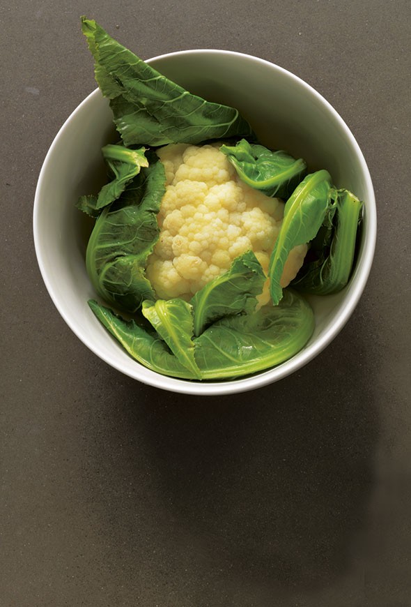 Steamed whole cauliflower