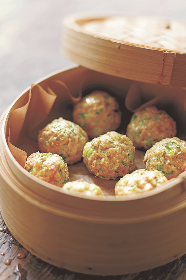 Steamy chicken balls