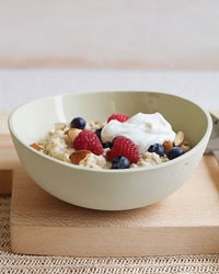 Steel-cut oatmeal with soy milk