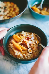 Steel cut oats with caramelized pears and toasted almonds