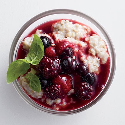 Steel cut oats with warm berry compote