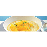 Stem ginger and orange rice pudding 