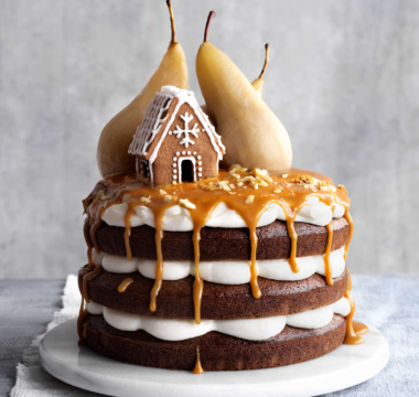 Stem ginger cake with cream-cheese frosting & salted caramel [Kim-Joy]