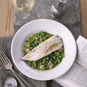Stephen's steamed sea bass with cockle pistou