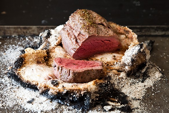 Steven Raichlen's salt-crusted beef tenderloin grilled in cloth (Lomo al trapo)