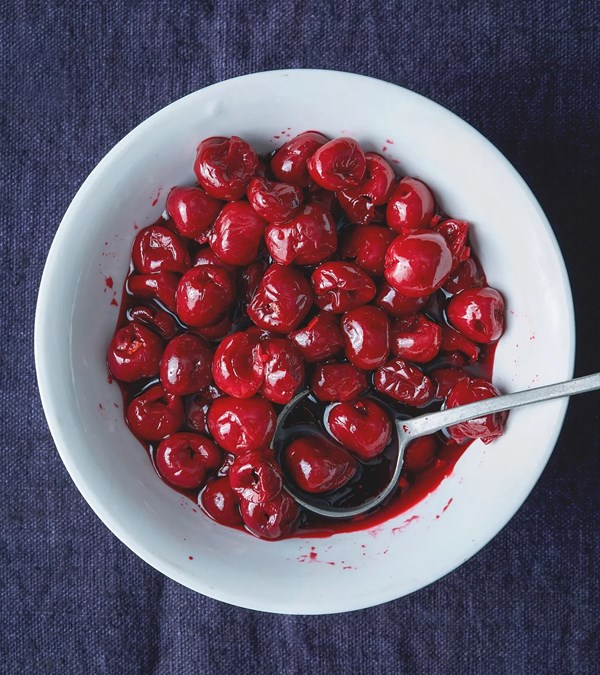Stewed cherries, sweet or savory 