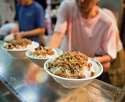 Stewed pork over rice (Lu rou fan) 