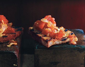 Stewed-tomato bruschetta