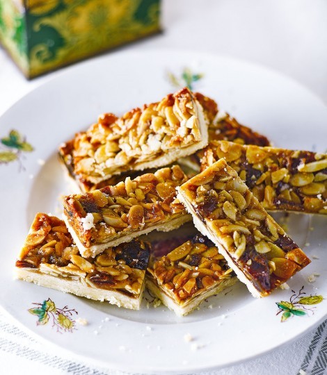 Sticky almond and date shortbread