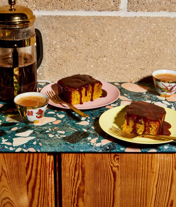 Sticky banana toffee pudding with soy caramel