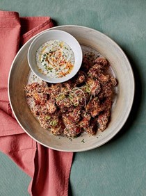 Sticky BBQ cauliflower wings with ranch dip
