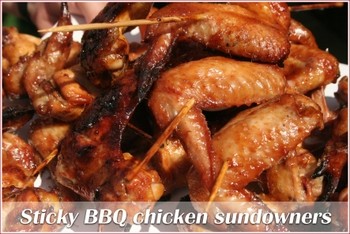 Sticky BBQ chicken sundowners