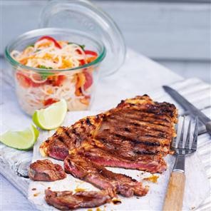 Sticky beef and noodle salad