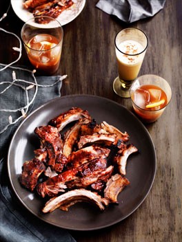 Sticky bourbon pork ribs