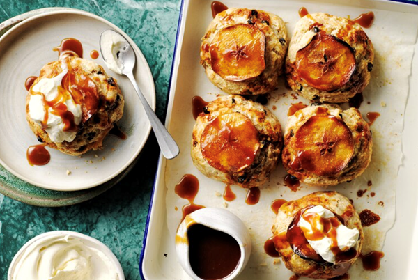 Sticky caramel apple scones