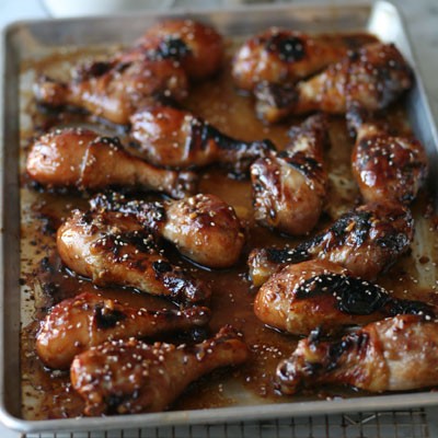 Sticky chicken drumsticks