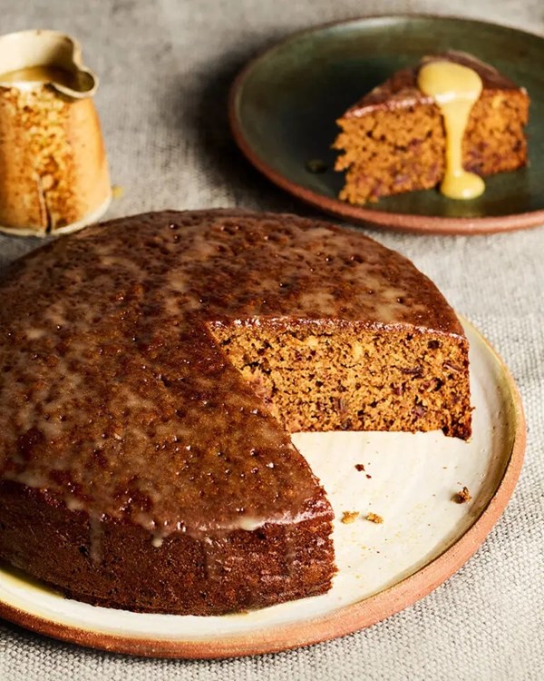 Sticky date and Guinness pudding with warm whiskey sauce