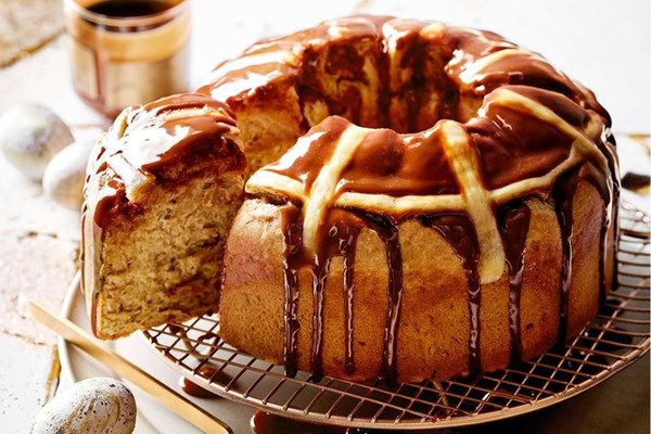 Sticky date hot cross bun cake