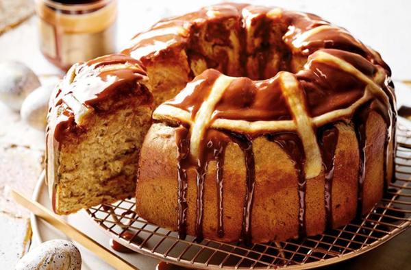 Sticky date hot cross bun cake