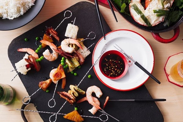 Sticky fried rice skewers