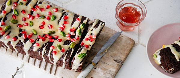 Sticky ginger cake with a clementine glaze