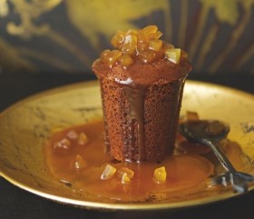 Sticky ginger puddings with caramel sauce