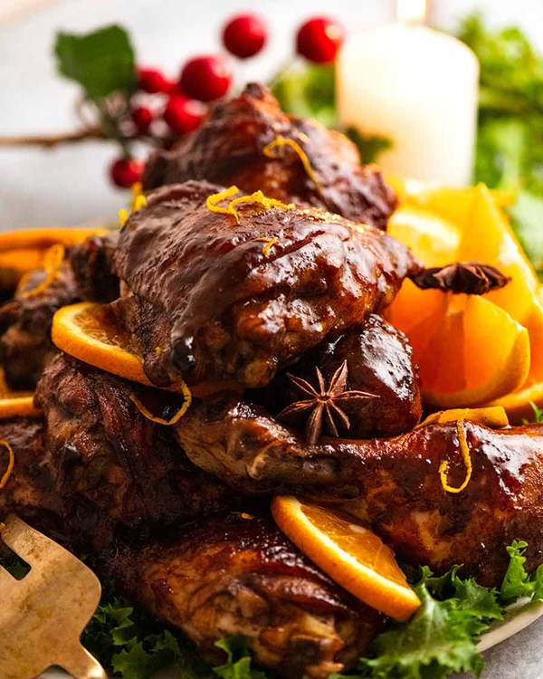 Sticky glazed Christmas chicken