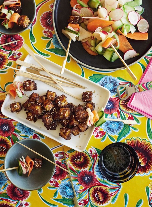 Sticky glazed tofu with Allmite Gold mild chilli