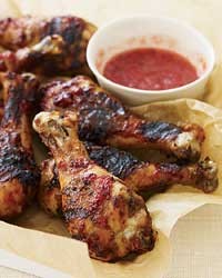 Sticky grilled drumsticks with plum sauce