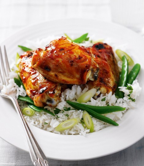 Sticky harissa chicken thighs