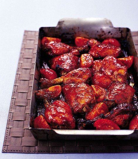 Sticky honey, tomato and mustard chicken