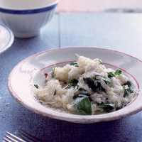 Sticky Italian rice with herbs, mozzarella and Parmesan 