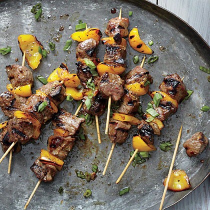 Sticky Korean lamb skewers