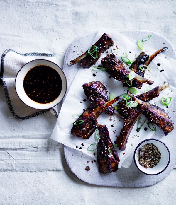 Sticky lamb ribs with chilli-vinegar