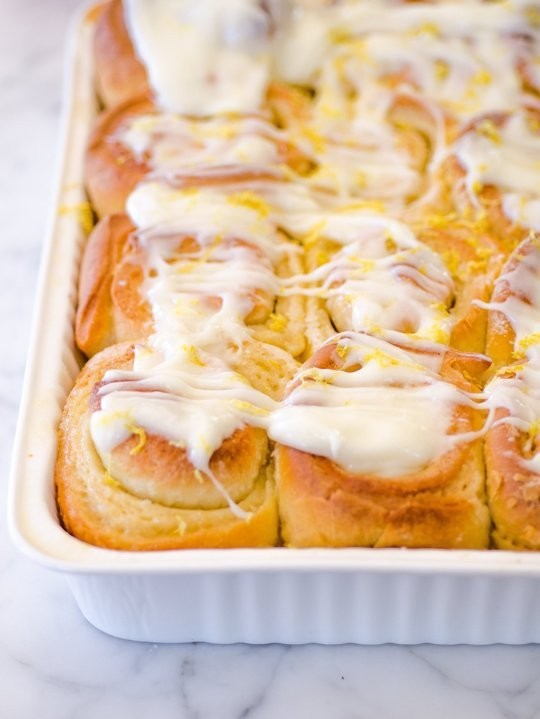 Sticky lemon rolls with lemon cream cheese glaze
