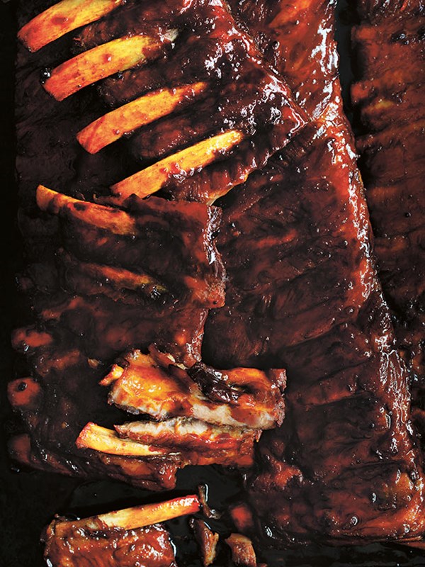 Sticky maple and bourbon pork ribs