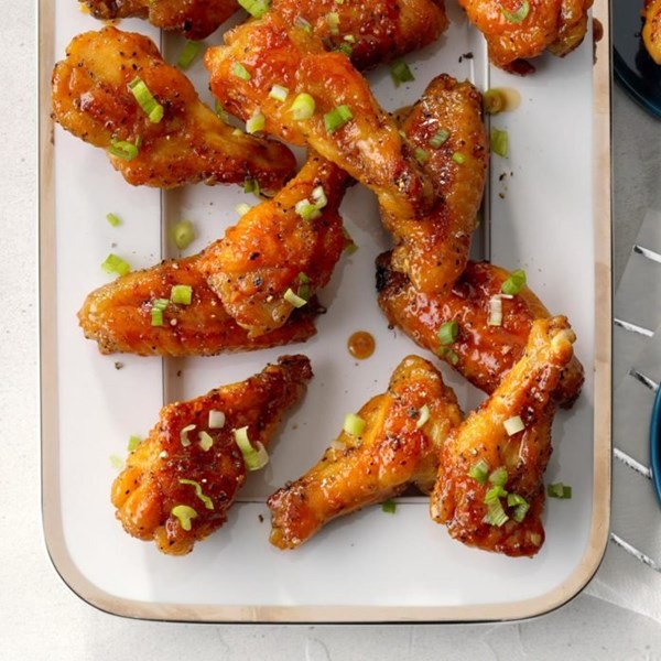 Sticky maple pepper glazed chicken wings