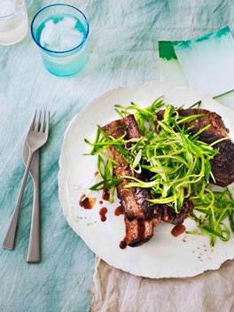Sticky master-stock beef ribs with cucumber-sesame relish