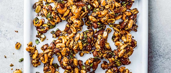 Sticky miso nuts and seeds