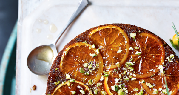 Sticky orange and pistachio cake 