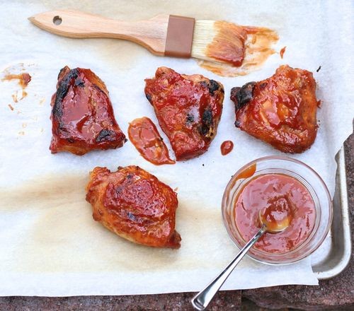 Sticky orange-glazed chicken thighs