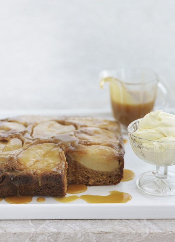 Sticky pear and ginger pudding with toffee sauce