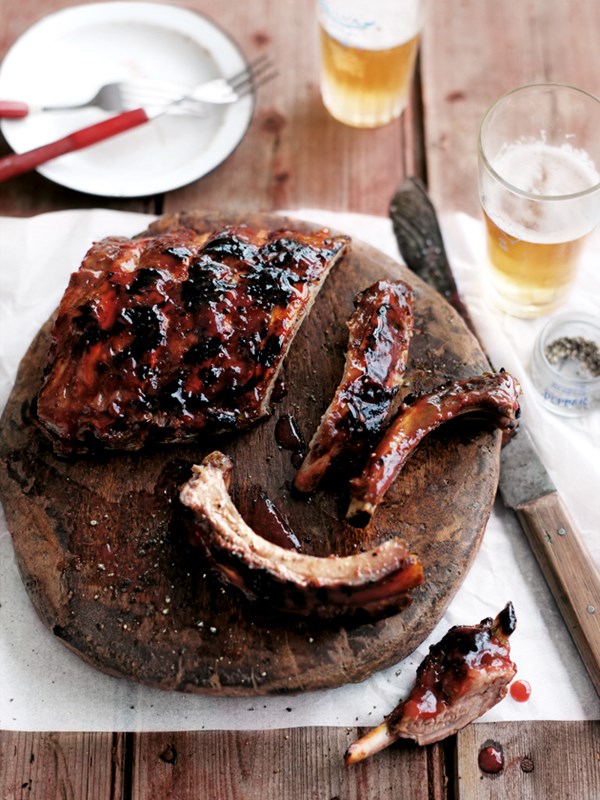 Sticky plum and chilli ribs