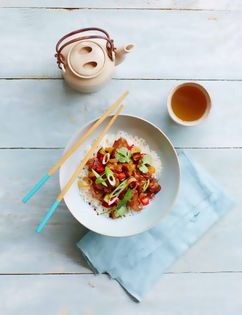 Sticky pork and aubergine
